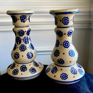 Polish Pottery candle holders.